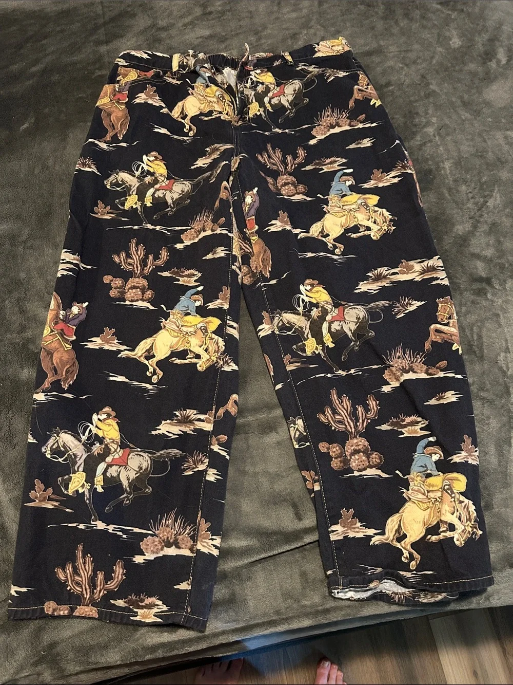 SHEIN Black Western Cowboy Print Pants